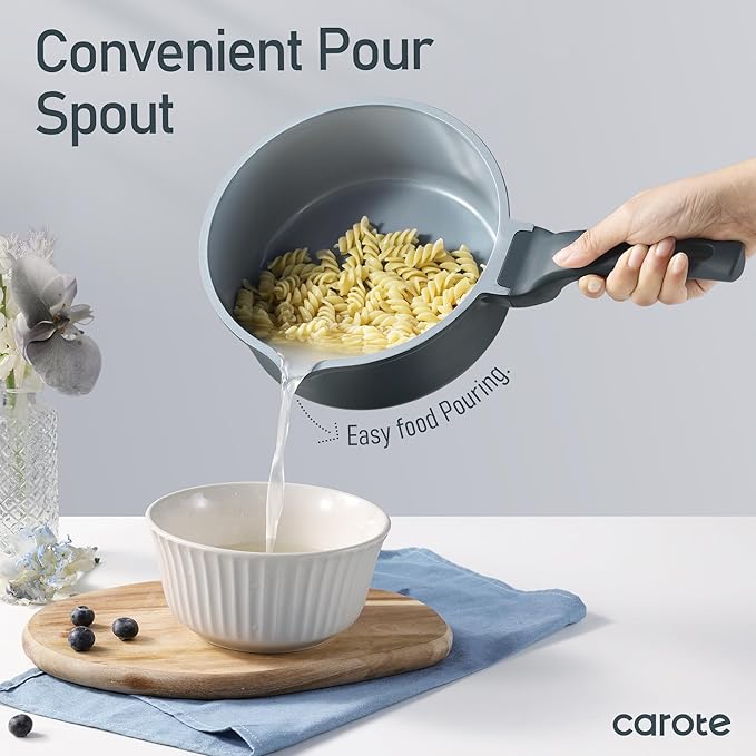 CAROTE 14 Pcs Ceramic Cookware Set, Pots and Pans Set Non Stick with Ceramic Coating, Induction Kitchen Sets