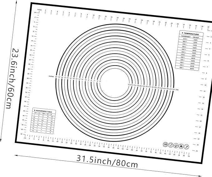 Silicone Baking Mat,32x24" Extra Large Pastry Mat for Rolling Dough Kneading Sourdough Bread Baking Supplies Black
