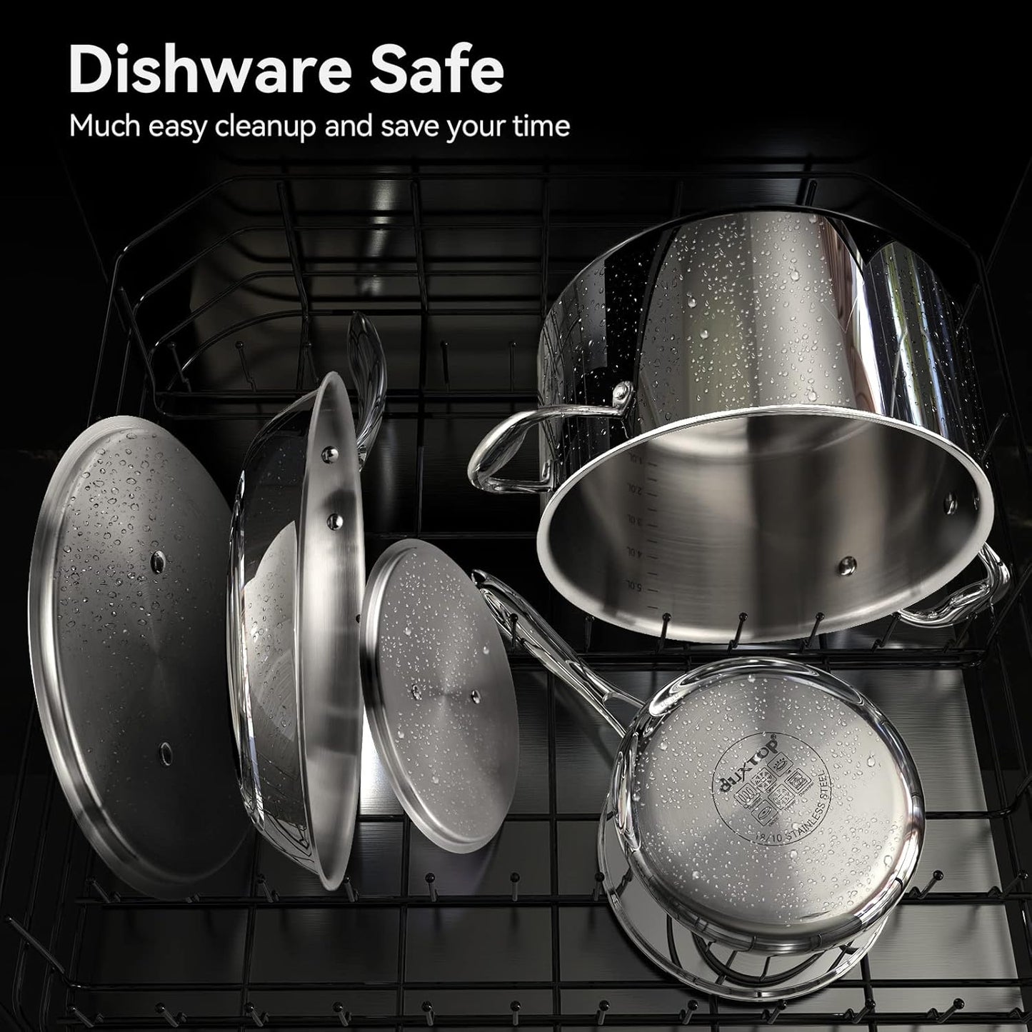 Duxtop Whole-Clad Tri-Ply Stainless Steel Induction Cookware Set, 10PC Kitchen Pots and Pans Set