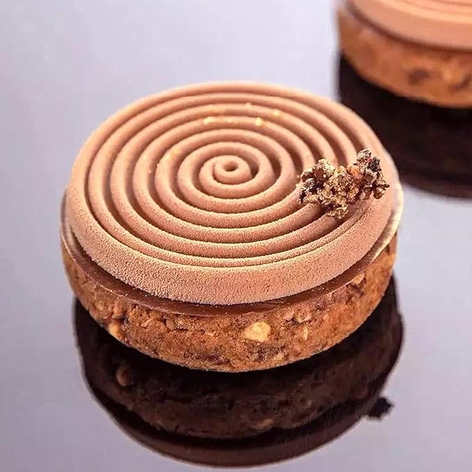 OCPO KITCHEN Spiral Silicone Molds for Baking Mousse Cake, 3D Tourbillon Silicone Baking Molds for French Dessert Pastry Chocolate Cupcake Ice Cream Cake Decoration Mold Spiral Shape (6-Cavity)