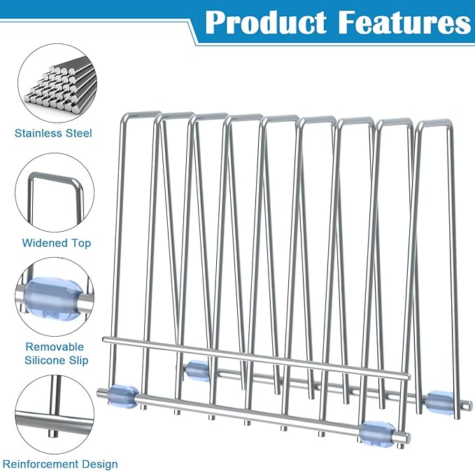 IDEATECH 2 Pack Reusable Storage Bags Rack, Drying Rack for Storage Bags, Stainless Stand for Reusable Storage Bags, File Organizer Desktop Storage Book Shelf (2*Sliver)