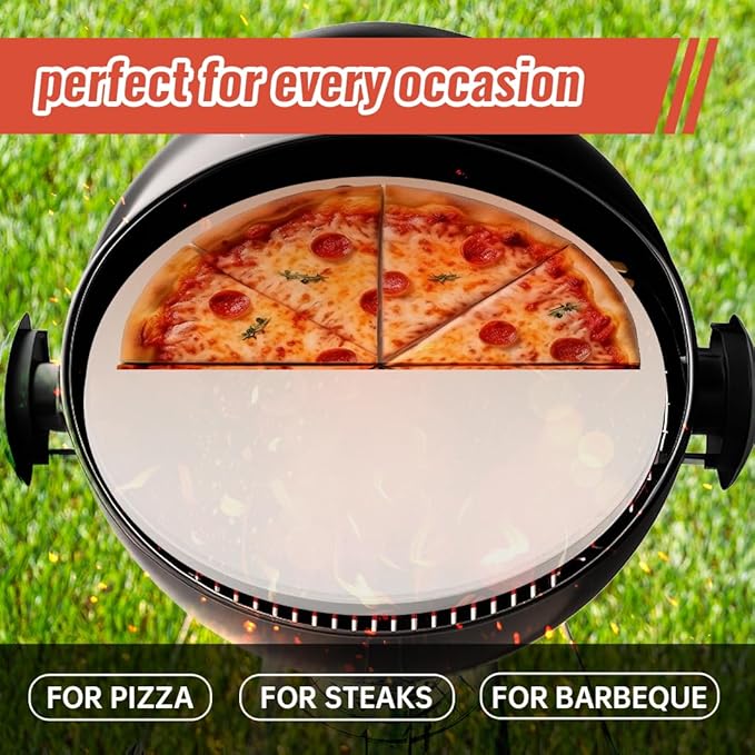 15'' Round Pizza Stone Baking Stone Cordierite Bread Stone for Oven Grill, Thermal Shock Resistant, Ideal for Baking Different Sizes of Pizzas or Bread