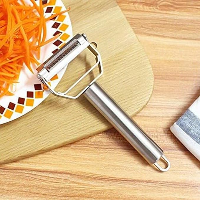 Julienne Peeler, Stainless Steel Vegetable Peeler, Double-Sided Blade Vegetable Julienne Cutter and Fruit Slicer, Dual Blade Multifunction Potato Peeler