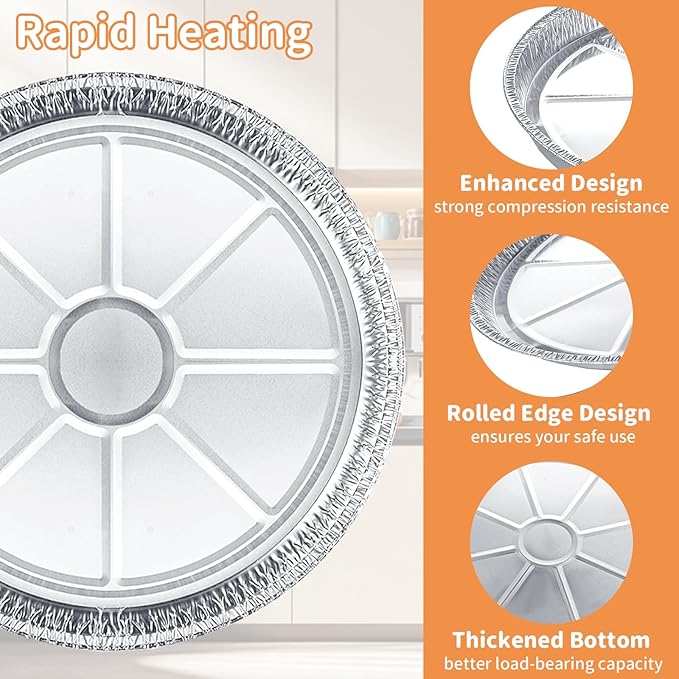 50 Pack Disposable Round Foil Pizza Pans Aluminum Pizza Pans for Personal Pizzas, 11 Inch Round Tin Foil Pan for Cookies, Cake, Focaccia-Freezer & Oven Safe