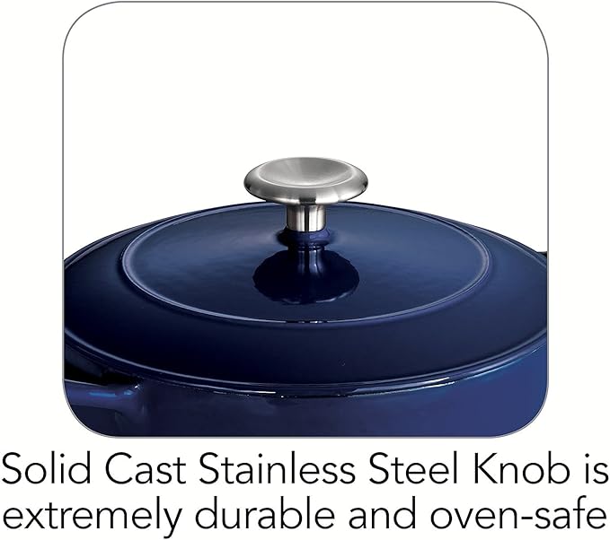 Tramontina Bestow Enameled Cast Iron Saucier Pan with Lid, 3-quart, Blue