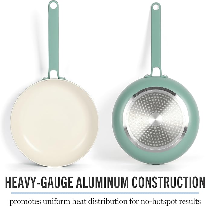 Martha Stewart Emmeline Premium Nonstick PFA Free Ceramic Interior 12 Piece Heavy Gauge Enamel Aluminum Pots and Pans Cookware Set - Teal