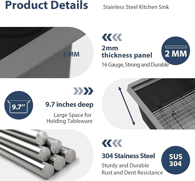 Lordear 32 Undermount Kitchen Sink 32X19 Inch Sinks Ledge Workstation Gunmetal Black 16 Gauge Stainless Steel Single Bowl Under Counter Kitchen Sink Basin with Built- in Accessories