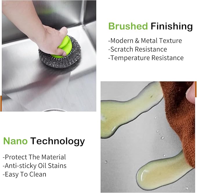 Kitchen Sink, 30x18 Inch Stainless Steel Drop In Kitchen Sink Modern Undermount Single Bowl Kitchen Sink Gift Combo-SS Grid,Silicon Mat,Drain Strainer Set Compatibility With Various Kitchen