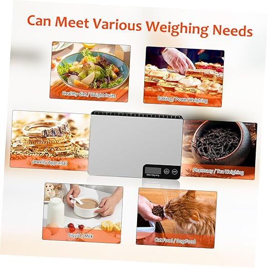 Digital Kitchen Scale High Precision Stainless Steel Food Scale with Tare Function Easy Clean Panel Grams Ounces for Cooking Baking Meal Prep