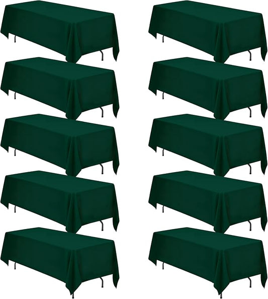 BRILLMAX 10 Pack Hunter Green Tablecloths 70 x 120 Inch for 6ft or 8ft Rectangle Tables - Rectangular Bulk Linen Polyester Fabric Washable Cloth Cover for Wedding Reception Banquet Birthday Party