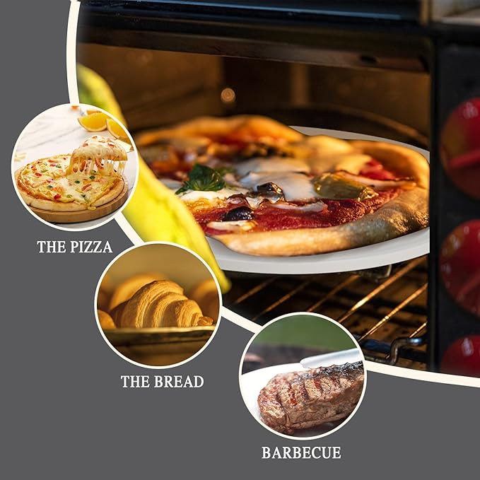 14'' Pizza Stone for Oven and Grill Round Baking Stone Heavy Duty Cordierite Pizza Cooking Pan for Indoor Electric Ovens Baking Crisp Crust Pizza Bread with RV Oven Home(36cm*1.1cm)