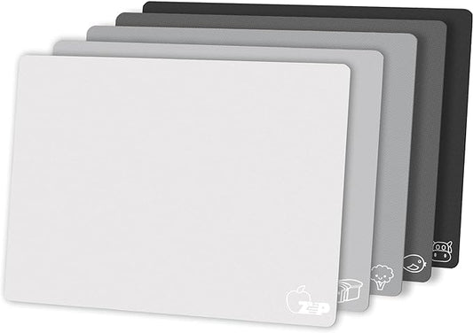 ZVP Flexible Plastic Cutting Board Set of 5 Gradient Color, Colorful Chopping Boards, BPA Free Mats, Non-Slip, Dishwasher Safe, 15x12 Inch, Gray Neutral Colors