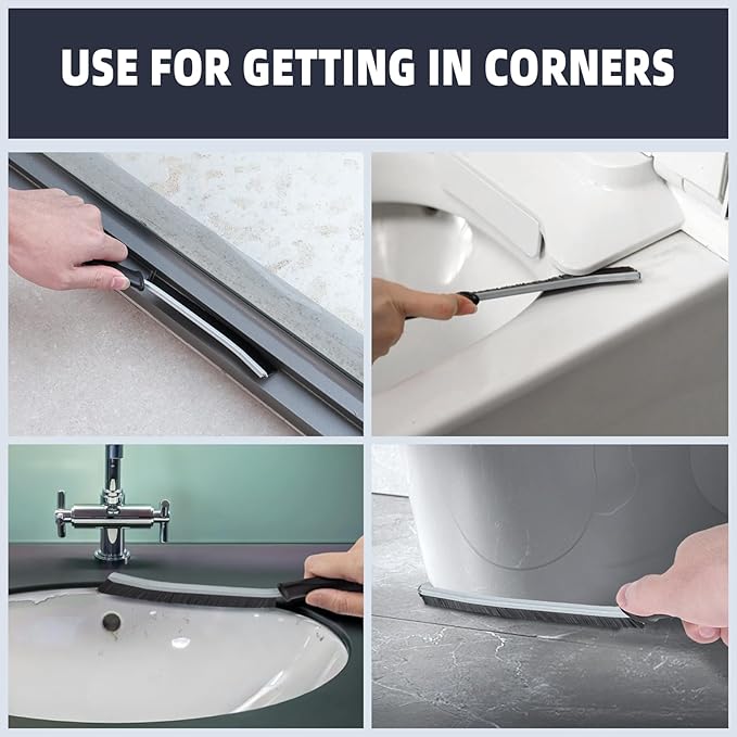 Black Hard Bristle Crevice Cleaning Brush - 6 PCS Home Cleaning Supplies - Multi-Purpose Crevice Cleaning Tools for Grout, Kitchen, Bathroom, Toilet and Window