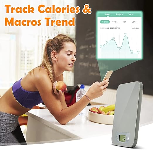 Smart Food Scale for Calorie Counting, Digital Food Scale with Nutritional Calculator, Bluetooth Food Weight Scale for Weight Loss, Diabetics, Macro, Diet, Baking 3g-5kg, 0.1oz