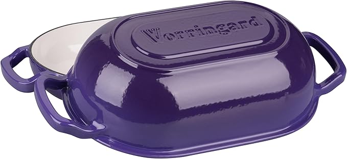 Enameled Cast Iron Sourdough Bread Oven, Dutch Oven, Loaf Cast Iron Bread Pan for Homemade Bread Baking, Meatloaf Pan with Lid, 5QT, Purple