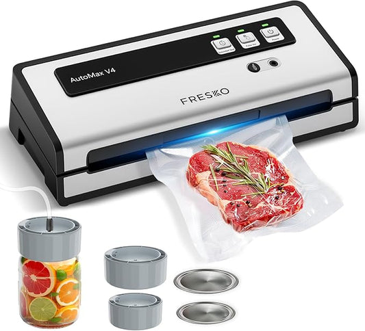 FRESKO Vacuum Sealer Machine with Automatic Bag Detection, Mason Jar Vacuum Accessory Set, Double Heat Seal, Easy to Use, Starter Kits