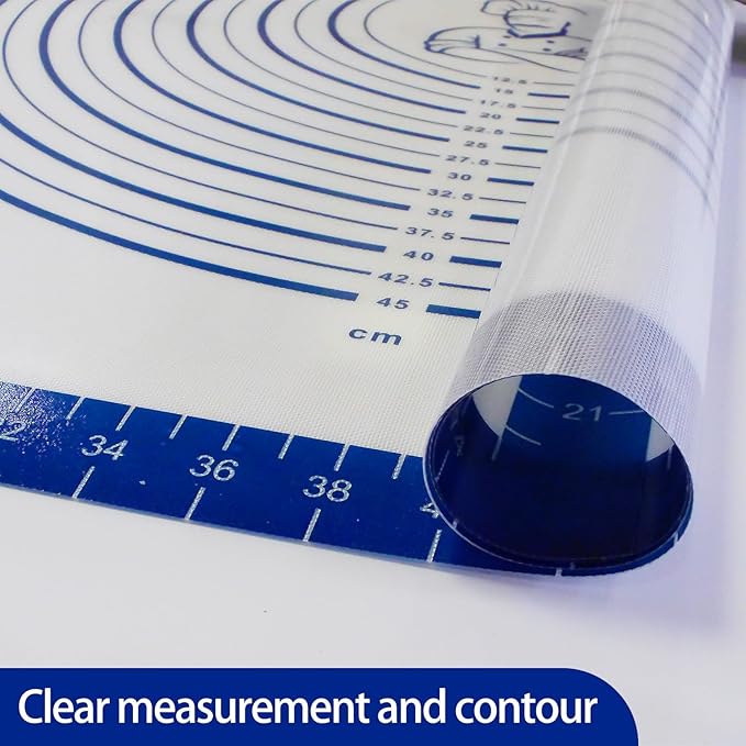 Dough Mat Silicone Baking Mats for Rolling Pastry Kneading Sheet Sourdough Bread Baking Supplies Blue