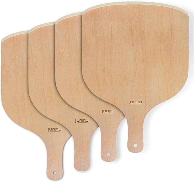 4 Pack Wooden Pizza Peel, 12 inch Premium Large Pizza Paddle with Wood Handle for Pizza Oven, Stone, Pan or Grill, Pizza Spatula for Baking Bread and Cake Indoor&Outdoor