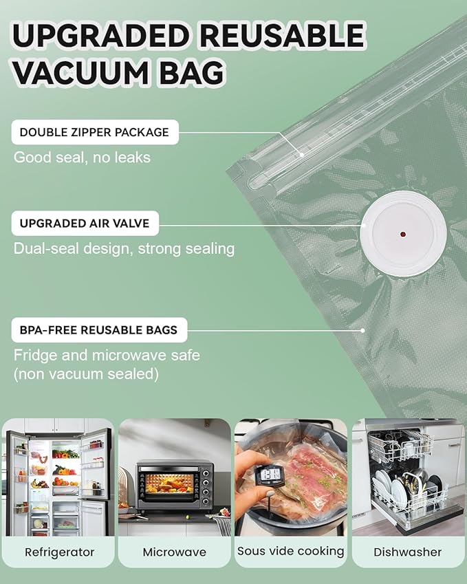 Fiii Portable Vacuum Sealer for Food, Compact Vacuum Sealer with Visible Water Tank, 30 Reusable Vacuum Bags, Handheld Sealer Machine, Pure White