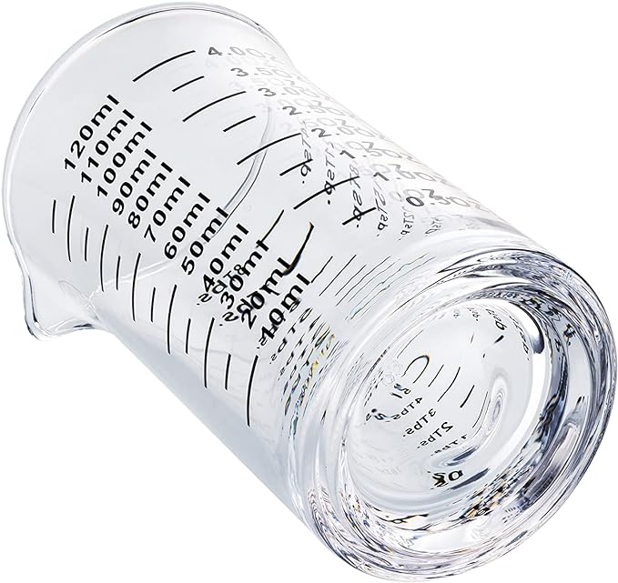 Ackers 4 Oz Glass Measuring Cup,Borosilicate Shot Glass with V-Shaped Spout-Black Line
