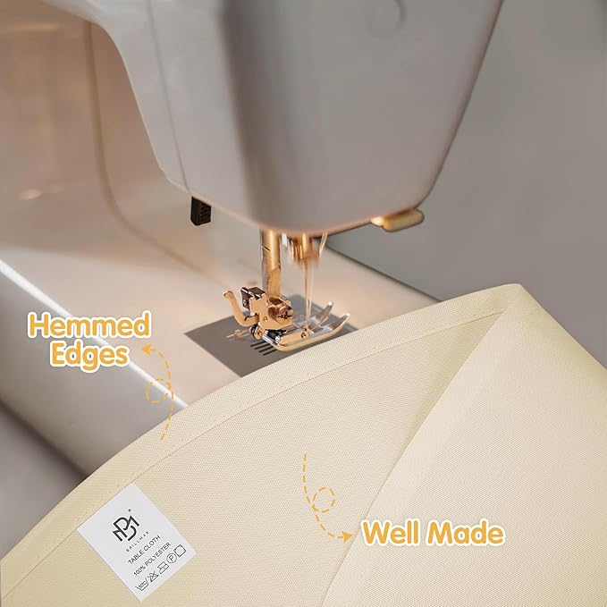 BRILLMAX 8 Pack Beige Round Tablecloths 90 Inch - Circle Bulk Linen Polyester Fabric Washable Table Cloth Cover for Wedding Reception Banquet Birthday Party Buffet Restaurant