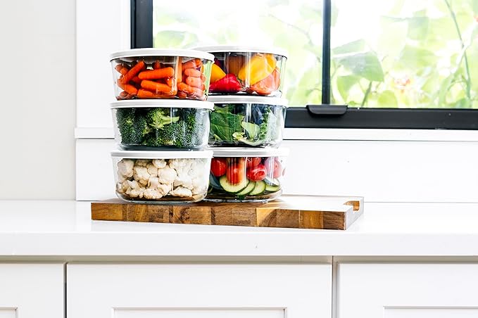 12-Piece Glass Food Storage Containers Set (6 Containers + 6 BPA-Free Lids) | 2-Cup, Leakproof | Microwave, Freezer, Oven & Dishwasher Safe | Ideal for Meal Prep & Pantry Organization