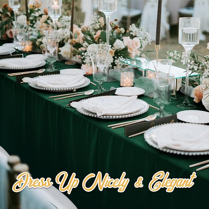 BRILLMAX 8 Pack Hunter Green Tablecloths for 8 Foot Rectangle Tables 60 x 126 Inch - 8ft Rectangular Bulk Linen Polyester Fabric Washable Cloth Cover for Wedding Reception Banquet Birthday Party