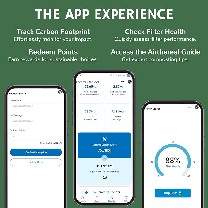 Airthereal Revive R800 5L Smart WiFi Electric Kitchen Composter - Odorless, Self-Cleaning, 3 Modes for Efficient Composting, Reduces Food Waste by 90%, App-Connected for Carbon Footprint Data
