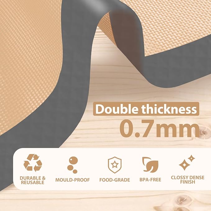 Silicone Baking Mat Set of 6, Silicone Mats for Baking, Baking Sheets Non Stick for Macaron, Cookie, Pizza, Bread and Pastry, Baking Supplies for Oven, Food Grade Reusable