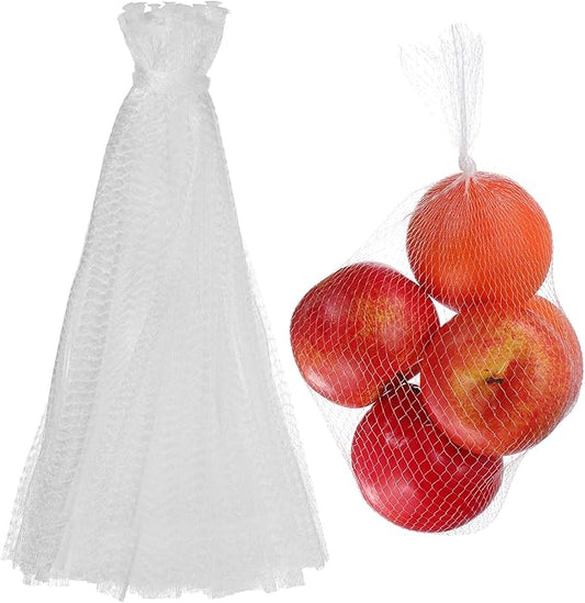 uxcell 100PCS Reusable Mesh Produce Bags, 13.8 Inches Egg Hatching Bags Washable Breathable Fruit Net Stretchable Mesh Netting Storage for Seafood Vegetable Onion Grocery Shopping, White