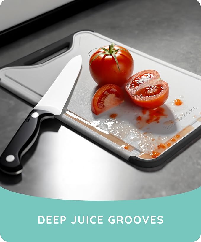 𝐏𝐫𝐞𝐦𝐢𝐮𝐦 𝐓𝐡𝐢𝐜𝐤 Cutting Boards for Kitchen, Plastic Cutting Board Set of 3, Dishwasher Safe Cutting Boards w/Juice Grooves for Meat, Veggies, Easy Grip Handle, Easy Grip Handle