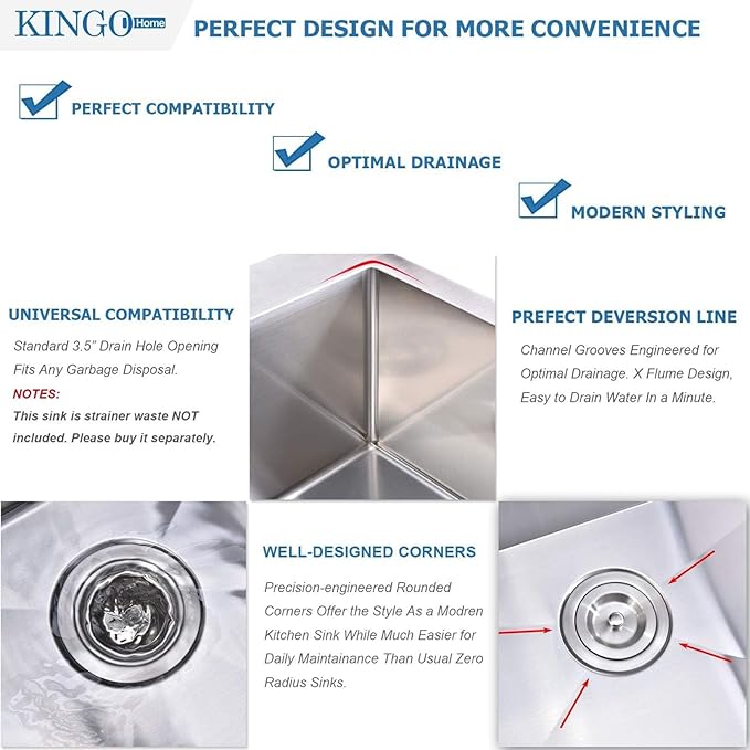 30 Inch Drop in Kitchen Sink, 30x18 Inch Brushed Nickel RV Laundry Utility Sink, Top Mount 16 Gauge Stainless Steel Single Bowl Deep Small Kitchen Sink