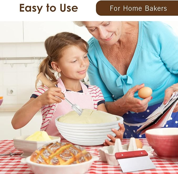 Wwyybfk Banneton Bread Proofing Basket, Sourdough Bread Baking Supplies, 9.8" Sourdough Proofing Basket Kit