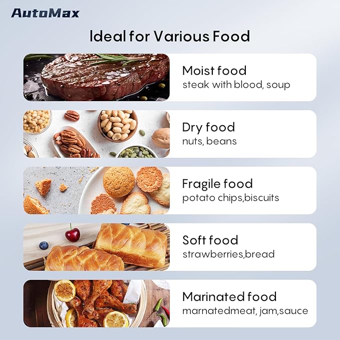 Fully Automatic Vacuum Sealer, 95Kpa Powerful Food Vacuum Sealer Machine, Auto Dry-Wet Detection | Bag Cutter | 2 Rolls Bags & 100 Pcs Precut Bags | Effortless Operation, Silver - Black