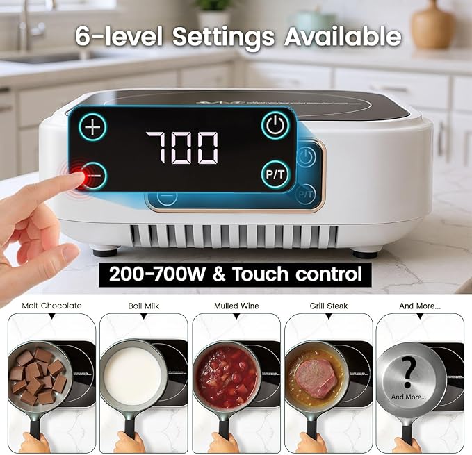 Small Hot Plate Mini Induction Cooktop, 700w Portable Stove Kitchen Cooktop Electric Heater Mini Induction for Moka Pots