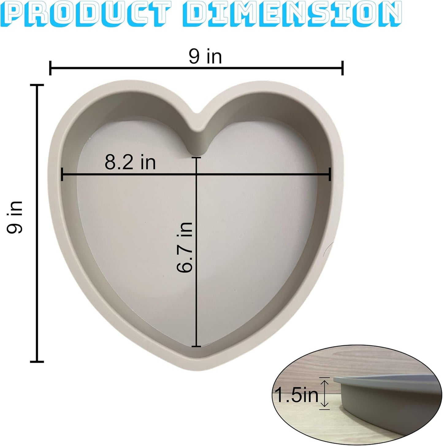 Heart Shaped Cake Pans 8 Inch – 1 PCS Nonstick Silicone Heart Cake Pan for Baking, Oven & Microwave Safe Molds – Durable, Easy-Clean Matte Surface - Grade Novelty Shaped Cake Pans (Grey)