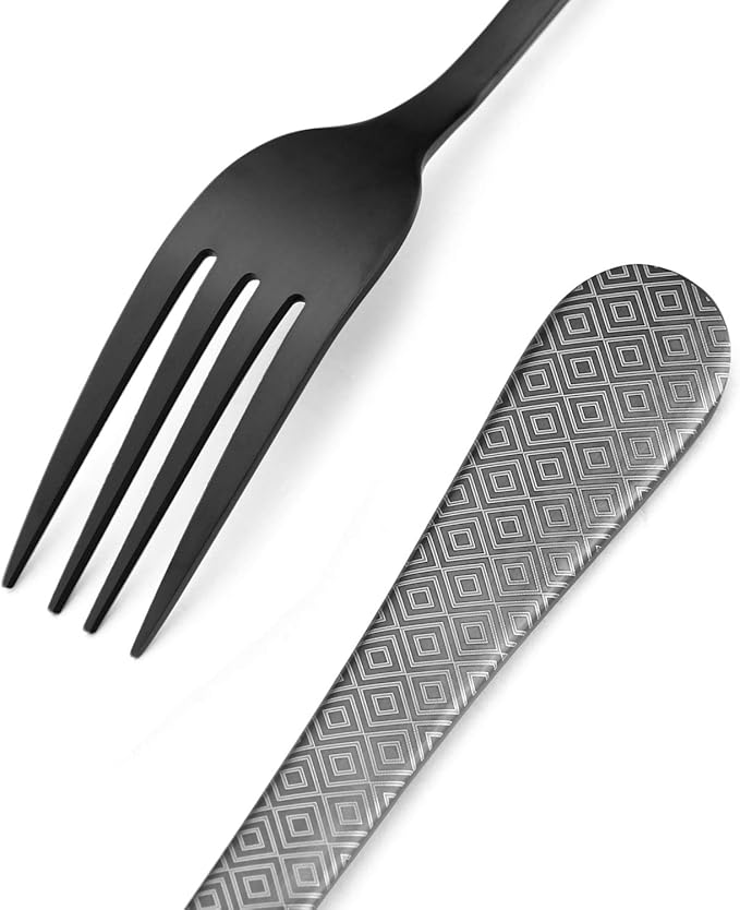 Matte Black Silverware Set, Satin Finish 20-Piece Stainless Steel Flatware Set,Kitchen Utensil Set Service for 4,Tableware Cutlery Set for Home and Restaurant, Dishwasher Safe