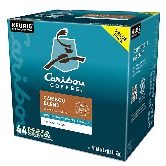 Caribou Coffee Caribou Blend Keurig Single-Serve K-Cup Pod, Medium Roast Coffee, 44 Count(Pack of 1)