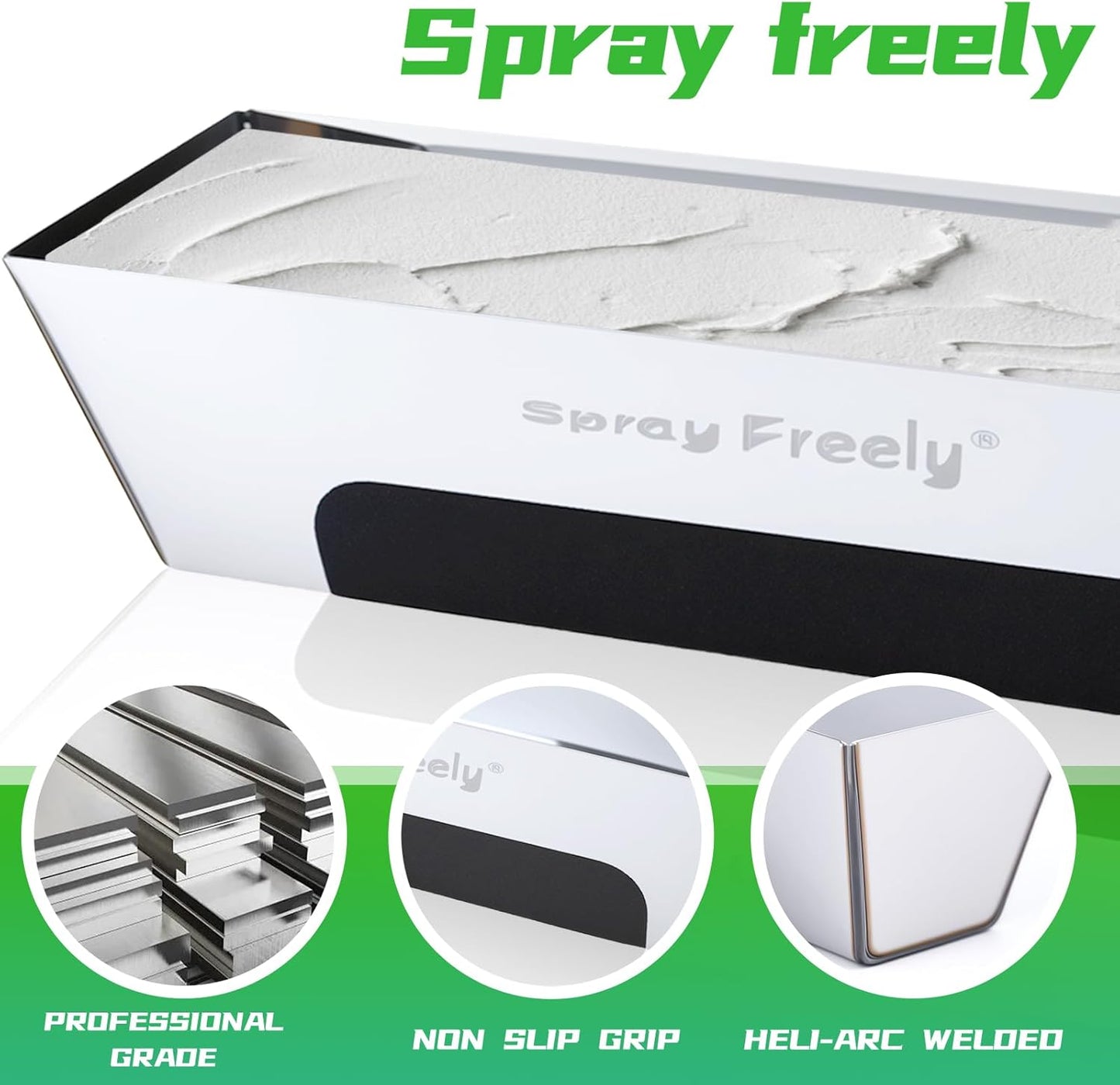 Drywall Mud Pan, Stainless Steel Mud Pan, Sheared Edges for Easy Knife Cleaning, Perfect Size for Larger Drywall Knife, Suitable For Mortar, Mixing Cement, Putty And Paint (14 Inch 1 Pack)