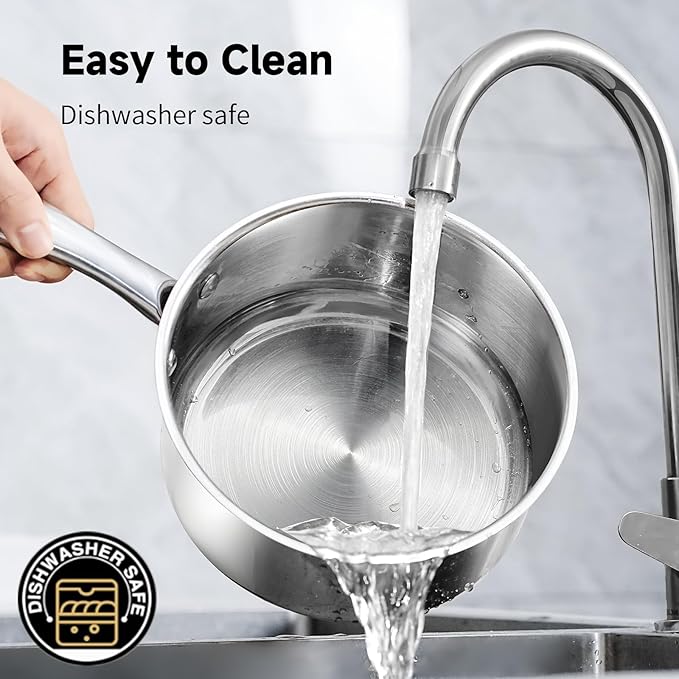 1Qt & 2Qt & 3QT Stainless Steel Sauce Pan Set with Lid,6 Pcs Non Stick Saucepan,Small Kitchen Pots,Induction Compatible,PFOA FREE