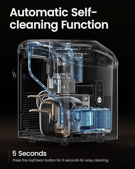 Nugget Ice Maker Countertop, 34lbs/24H Pebble Ice Machine, Self-Cleaning Sonic Ice Maker with Basket & Scoop, Compact Pellet Ice Maker for Home/Office/Kitchen/RV/Party, Stainless Steel