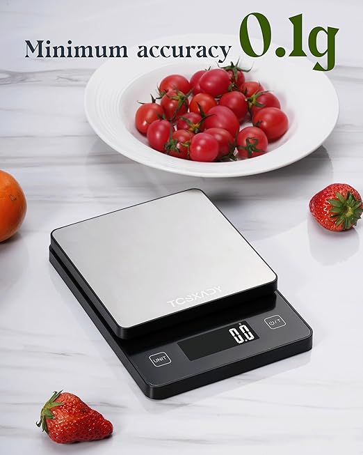 Food Scale, 11lb Digital Kitchen Scale with 10 Units LCD Display and Tare Function, 0.05oz/1g Precise Graduation, Compact Design for Baking, Healthy Cooking,Meal Prep, 304 Stainless Steel