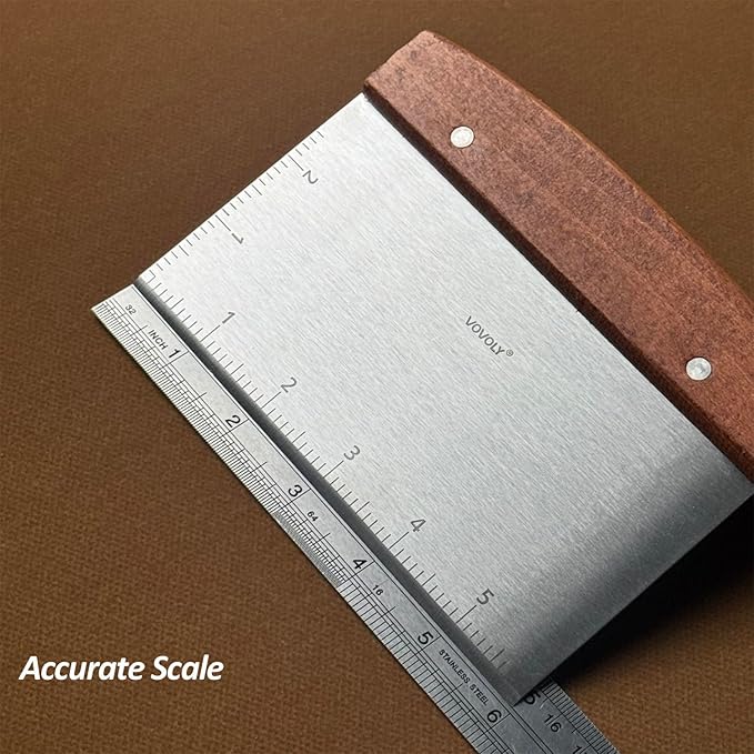 Vovoly Multipurpose Bench Scraper Kitchen Utensil for Flat Top Griddle, Dough Cutter for Bread and Pizza Dough - Stainless Steel Metal Griddle Scraper Chopper