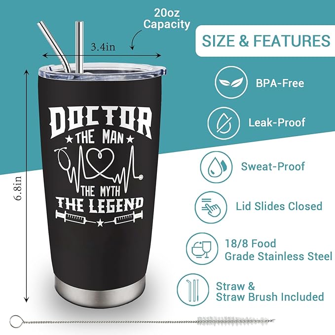 Doctor Gifts for Men - Male Doctor Appreciation Gifts - Birthday/Christmas Gift for Doctors - Retirement Gift for Doctors, 20 oz Insulation Stainless Steel Tumbler