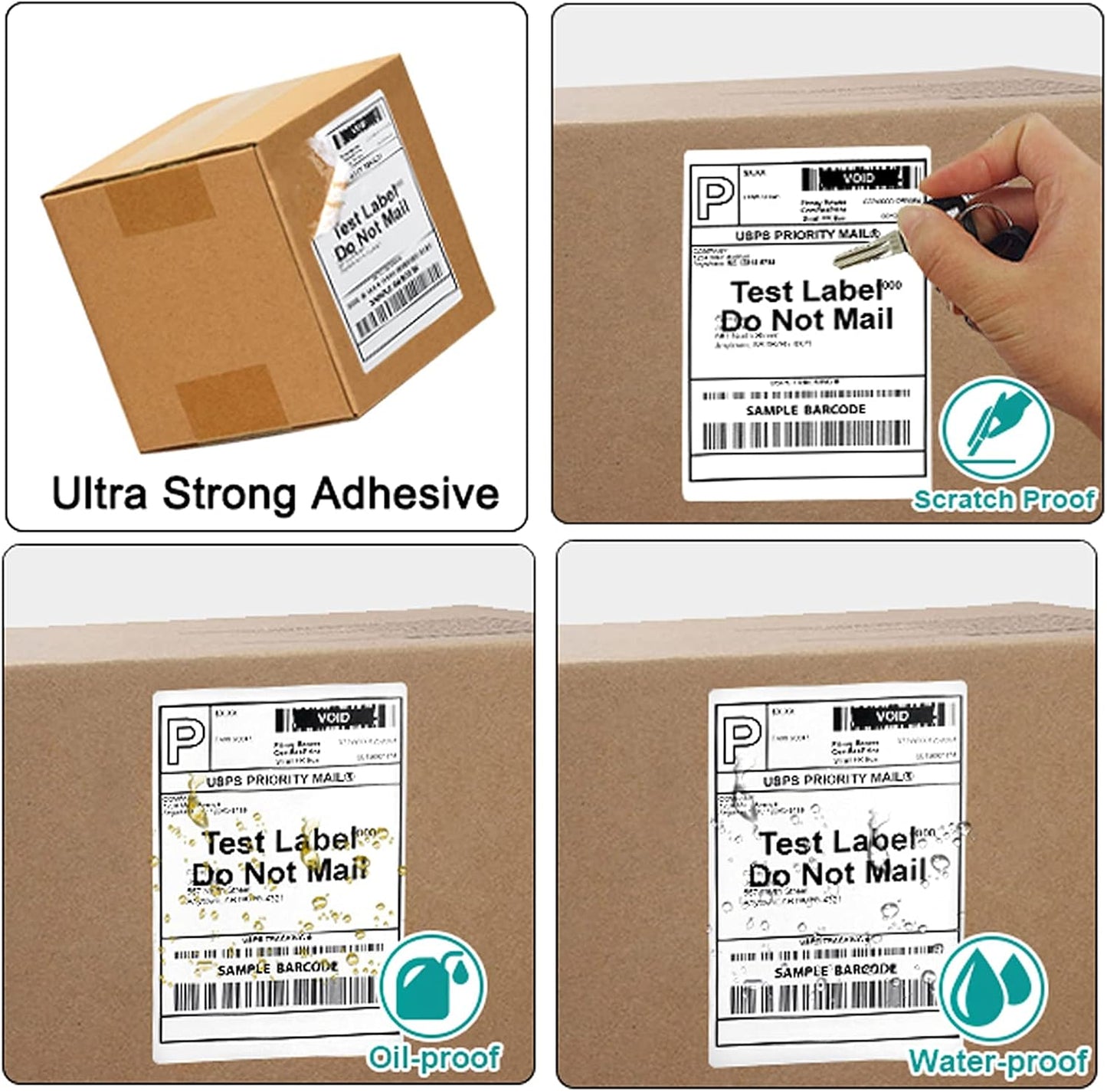 FungLam 2 Rolls 4x6 Direct Thermal Shipping Labels, 250 Labels/Roll, 1'' Core, Compatible Zebra 2844 ZP-450 ZP-500 ZP-505