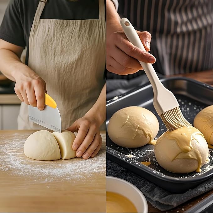 Banneton Bread Proofing Basket, Sourdough Bread Baking Supplies Kit, 10" Oval & 9" Round Banneton Baskets, Sourdough Basket Starter Set with Brush, Oil Can, Dough Whisk, Sling