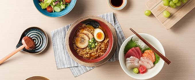 8 Inch Ceramic Ramen Bowl Set of 2, 40oz Japanese Bowls with Spoons & Chopsticks,Durable,Microwave & Dishwasher Safe,Perfect for Ramen,Pho,Salad,Soup,Noodles，Mixing bowls (Aurora Galaxy)