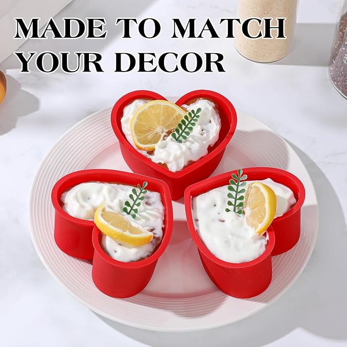 4 Inch Mini Heart Shaped Cake Pans Nonstick Silicone Heart Cake Molds for Baking Set of 2 (Red)