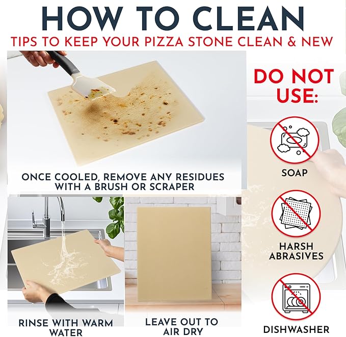 Crack-Resistant, Easy-to-Clean Pizza Stone for Oven Set – 15 x 12 inch Pizza Stone for Grill, Even Heating for Perfect Crispy Crusts! Pizza Making Accessories