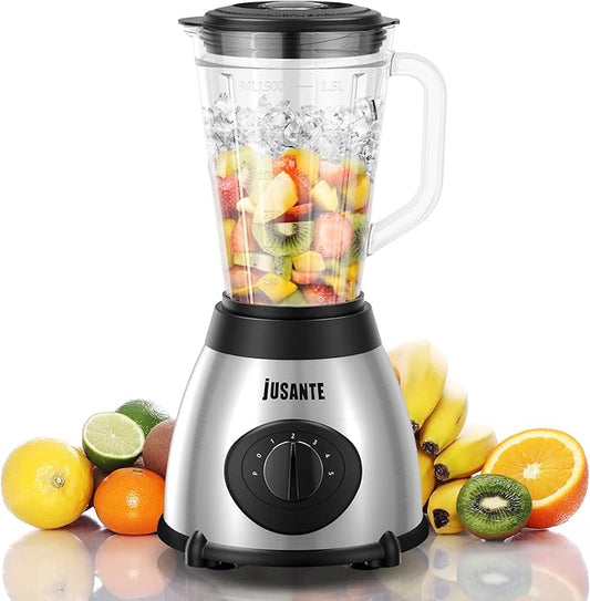 Blender for Smoothies, 1000W Glass Blender for Kitchen Countertop with 48oz Glass Jar Ice Crusher or Juice, Milkshake, Dessert